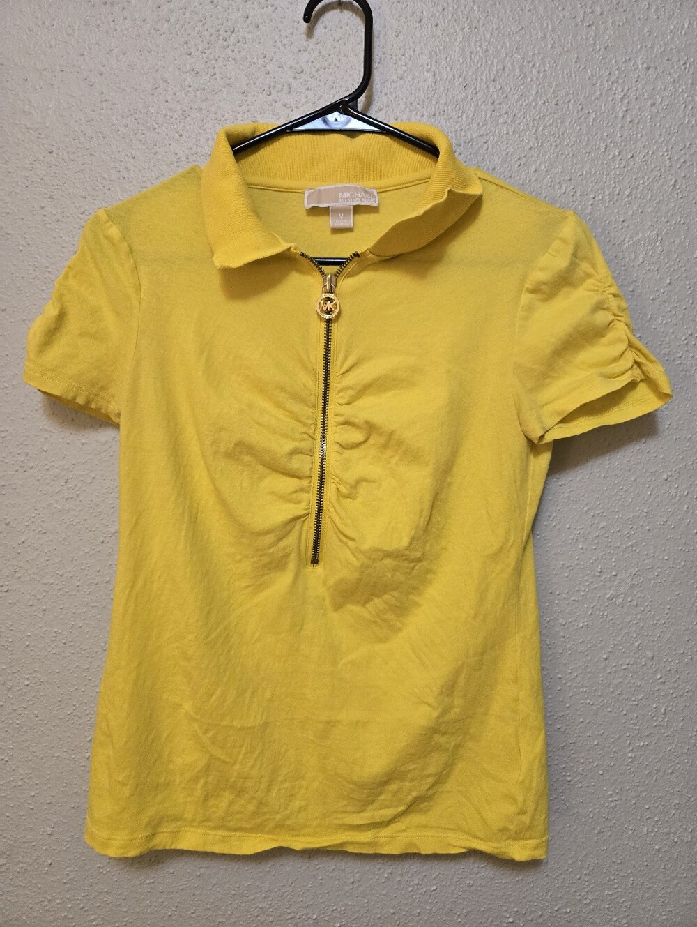 MICHAEL Michael Kors Womens Yellow quarter zip Polo Medium